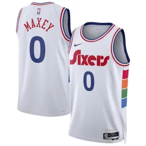 Tyrese Maxey Philadelphia 76ers Nike Unisex 2024/25 Swingman Player Jersey City Edition White Prime