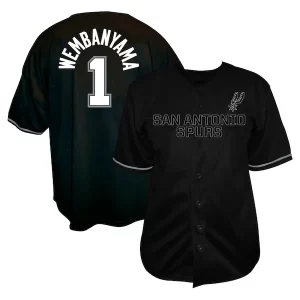 Victor Wembanyama San Antonio Spurs Captivant Profile Big & Tall Name & Number Button Up Jersey Black