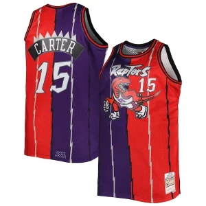 Vince Carter Toronto Raptors Big & Tall Hardwood Classics 1998/99 Split Swingman Haut de gamme Jersey Purple/Red