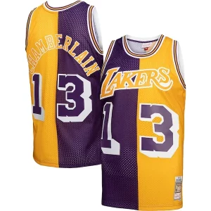 Wilt Chamberlain Los Angeles Lakers Hardwood Authentique Classics 1971/72 Split Swingman Jersey Purple/Gold
