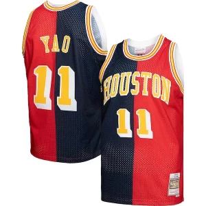Yao Ming Houston Rockets Hardwood Classics 2004/05 Split Commémoratif Swingman Jersey Navy/Red